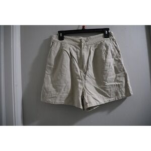 Joie Women's High Waist Shorts Elastic Waist Pleated Khaki Casual‎ Comfortable